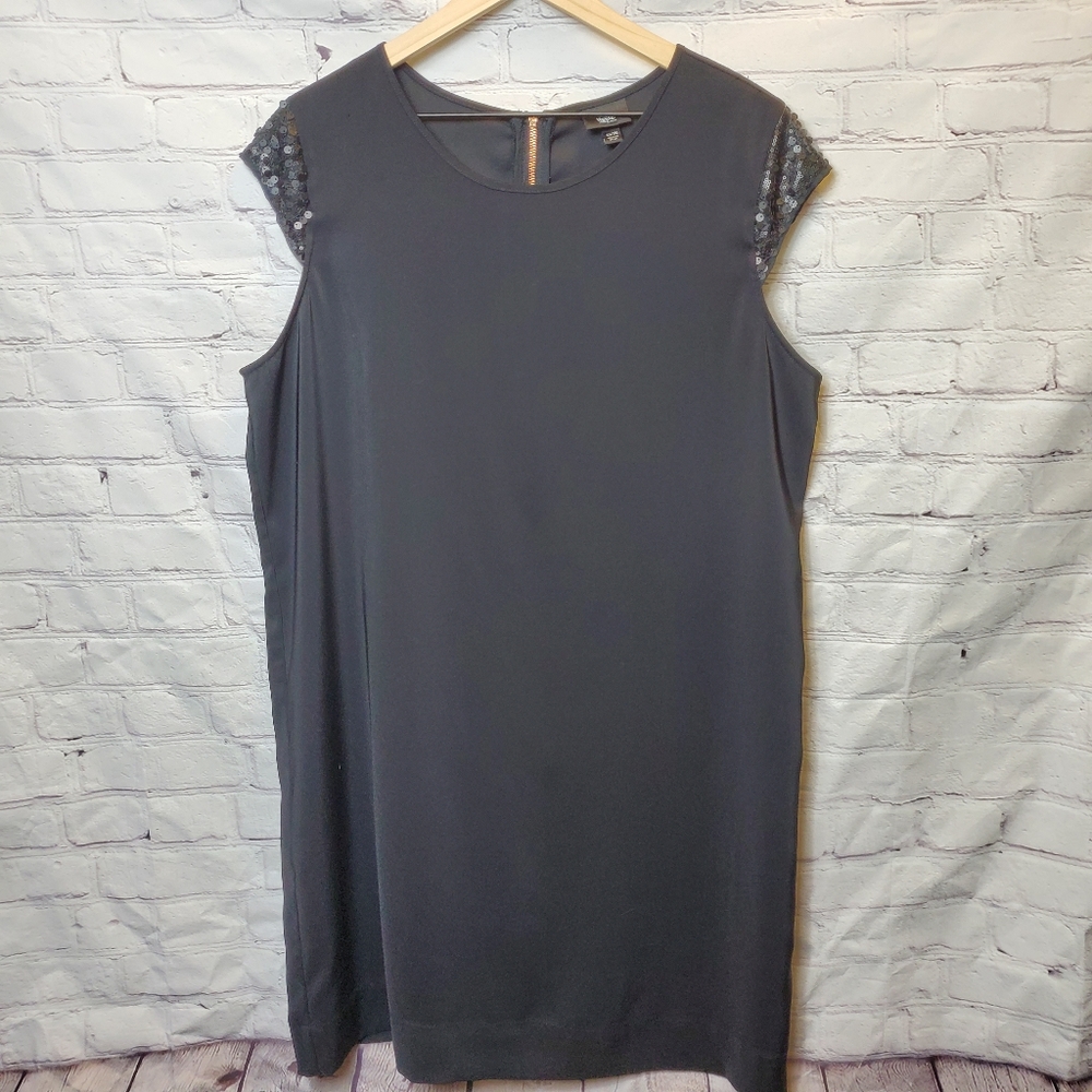 Little Black Sequin Cap Sleeve Dress